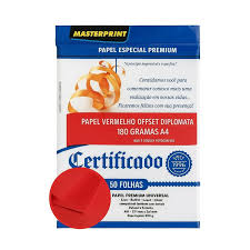PAPEL A-4 180G UNIVERSAL COLOR VERMELHO C/50F MASTERPRINT 7908229106127