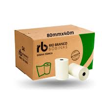 BOBINA TERMICA 80MM X 40M CX C/30 RIO BRANCO