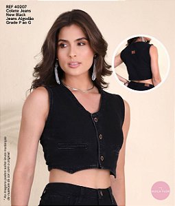 Colete Jeans New Black Jeans Algodão