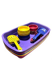 Kit Bandeja Higiênica de areia para Gatos + Pá cata Caca + Comedouro + Bebedouro SORTIDO