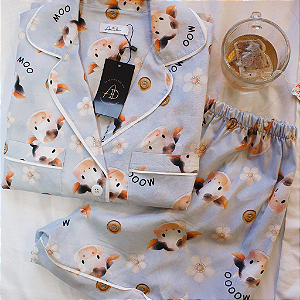 Pijama Americano Curto Vaquinhas