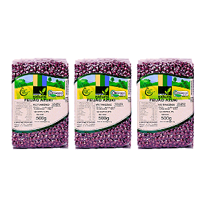 Kit 3 Feijão Azuki Orgânico À Vácuo Coopernatural 500 g