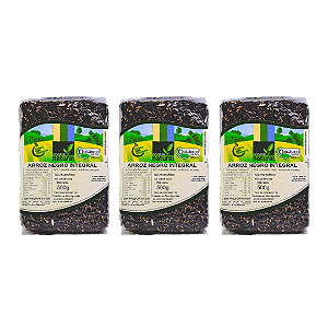 Kit 3 Arroz Negro Integral Orgânico À Vácuo Coopernatural 500 g