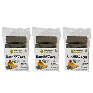 Kit 3 Barrinha de Banana e Açaí Sem Adição de Açúcar Orgânica Alimentar 150 g