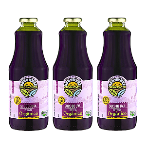 Kit 3 Suco De Uva Bordô Integral Orgânico Organovita 1 L