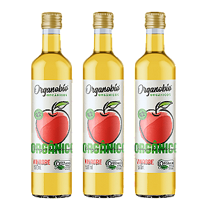 Kit 3 Vinagre De Maçã Orgânico Acidez 4,2% Organobío 500 ml