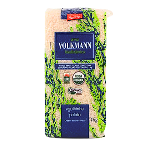 Arroz Branco Agulhinha (Longo Fino) Orgânico Biodinâmico À Vácuo Volkmann 1 kg