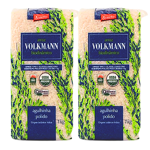 Kit 2 Arroz Branco Agulhinha (Longo Fino) Orgânico Biodinâmico À Vácuo Volkmann 1 kg
