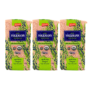 Kit 3 Arroz Integral Agulhinha (Longo Fino) Orgânico Biodinâmico À Vácuo Volkmann 1 Kg
