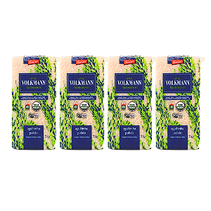 Kit 4 Arroz Branco Agulhinha (Longo Fino) Orgânico Biodinâmico À Vácuo Volkmann 1 kg