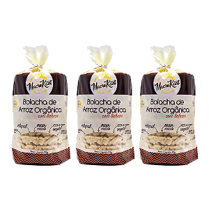 Kit 3 Bolacha De Arroz Orgânico Com Linhaça Macrokant 95 g