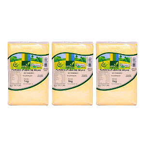 Kit 3 Farinha de Milho Amarela (Fubá) Orgânica À Vácuo Coopernatural 1 kg