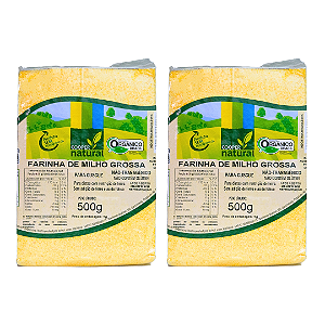 Kit 2 Farinha de Milho Amarela (Cuscuz) Orgânica À Vácuo Coopernatural 500 g