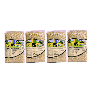 Kit 4 Arroz Agulhinha Integral Orgânico À Vácuo Coopernatural 1 kg