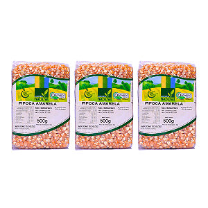 Kit 3 Milho de Pipoca Amarela Orgânica À Vácuo Coopernatural 500 g