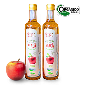 Kit 2 Vinagre De Maçã Orgânico Acidez 4,2% Fazenda São Roque 500 ml