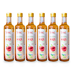 Kit 6 Vinagre De Maçã Orgânico Acidez 4,2% Fazenda São Roque 500 ml
