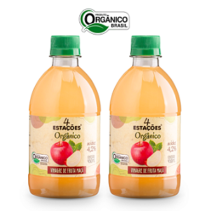 Kit 2 Vinagre De Maçã Orgânico Acidez 4,2% 4 Estações 450 ml