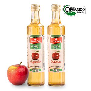 Kit 2 Vinagre De Maçã Orgânico Acidez 4,2% 4 Estações 500 ml