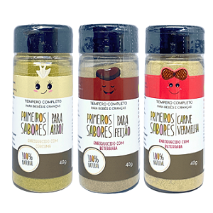 Kit 3 Tempero Primeiros Sabores Natural Arroz Feijão e Carne Terra Amor 40 g