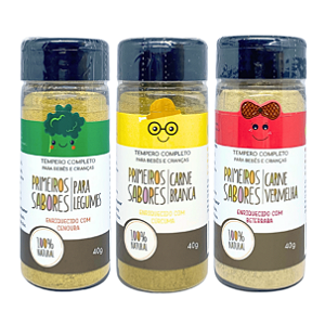 Kit 3 Tempero Primeiros Sabores Natural Carnes e Legumes Terra Amor 40 g