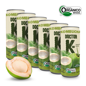 Kit 6 Kombucha Orgânica Zero Açúcar Doutor K Água de Coco 350 ml