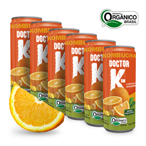 Kit 6 Kombucha Orgânica Zero Açúcar Doutor K Laranja Com Gengibre 350 ml