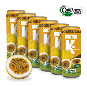 Kit 6 Kombucha Orgânica Zero Açúcar Doutor K Maracujá 350 ml