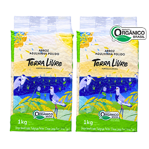 Kit 2 Arroz Branco Agulhinha (Longo Fino) Orgânico à Vácuo Terra Livre 1 Kg