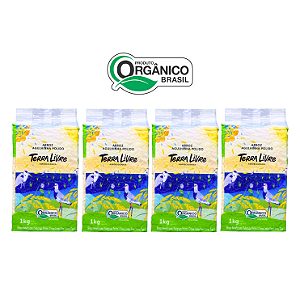 Kit 4 Arroz Branco Agulhinha (Longo Fino) Orgânico à Vácuo Terra Livre 1 Kg
