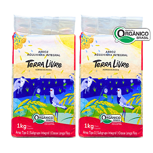 Kit 2 Arroz Integral Agulhinha (Longo Fino) Orgânico à Vácuo Terra Livre 1 Kg