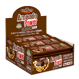 Display 12 Un Barra Protein Amendo Power Com Chocolate 70% e Nibs DaColônia 50 g