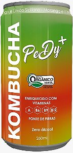 Kombucha Orgânica Morango e Limão Siciliano + Vitaminas A B6 B9 B12 Pedy+ Orgânica 260 ml