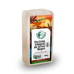 Farinha de Arroz Negro Integral Orgânico Biodinâmico À Vácuo Fazenda Tamanduá 500g