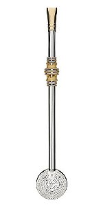 Bomba Bojo Mil Furos com Anel Dourado Trabalhado Aço Inox 25cm e Rosca Bortonaggio