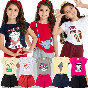 KIT COM 4 CONJUNTOS DE VERÃO PARA MENINAS