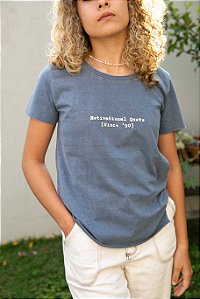Camiseta Estonada Lettering Azul M T-shirt Inspiration 4 Feminina