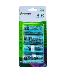 Refil Cata Caca 4 rolos 20 saquinhos PetMart