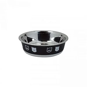 Comedouro Gatos Inox Fusion Preto Jambo 225 ml