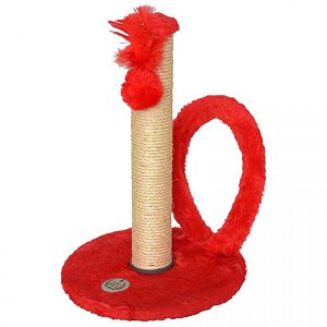 Arranhador Redondo com Argola Pelúcia - Vermelho