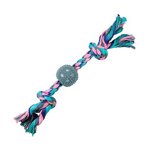 Brinquedo Mordedor Corda Dental Plastic Bola Pastel para Cães