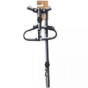 Conjunto Peitoral H e Guia New Cinza e Azul São Pet