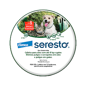 Coleira Antipulgas Seresto Cães e Gatos até 8kg - 8 meses de proteção Único