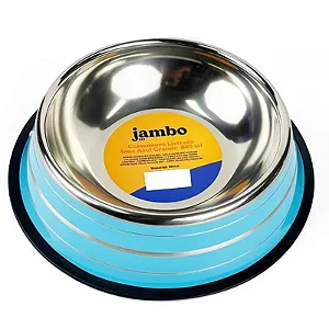 Comedouro Jambo Listrado Inox Azul - M