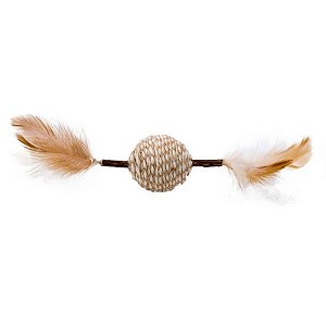 Brinquedo Para Gatos Bolinha Com Penas e Sisal Interativo com Matatabi