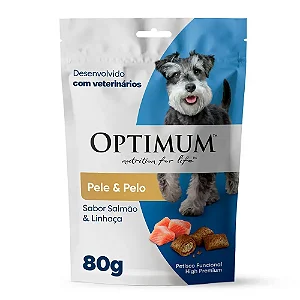 Petisco Optimum Cães Adultos Pele e Pelo Salmão e Linhaça 80 g