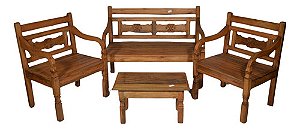 Jogo de Banco para Jardim em Madeira Maciça Reflorestamento