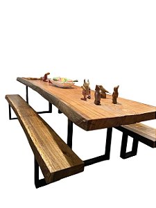 Jogo de Mesa Prancha 3x1 Madeira Rústica