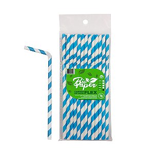 Canudo de Papel Flexível 6mm Azul 25 unidades - Bio Paper