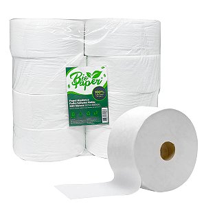 Papel Higiênico Bobina 500m 100% Celulose C/8 Rolos Bio Paper